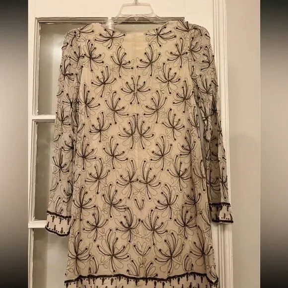 Free People Sicily Ivory beaded dress cream white statement beaded dress size 12 - Picture 7 of 7